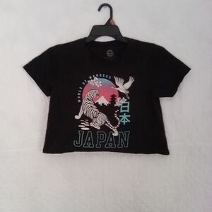 Black Graphic Crop Top